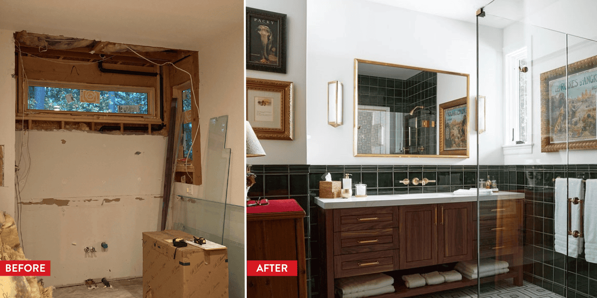 Travel Inspired Bathroom Remodel Before and After